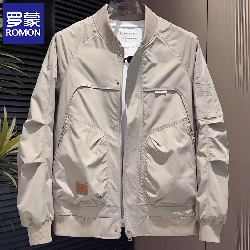 罗蒙棒球服男士2025秋季新款潮流韩版宽松休闲帅气飞行员工装夹克