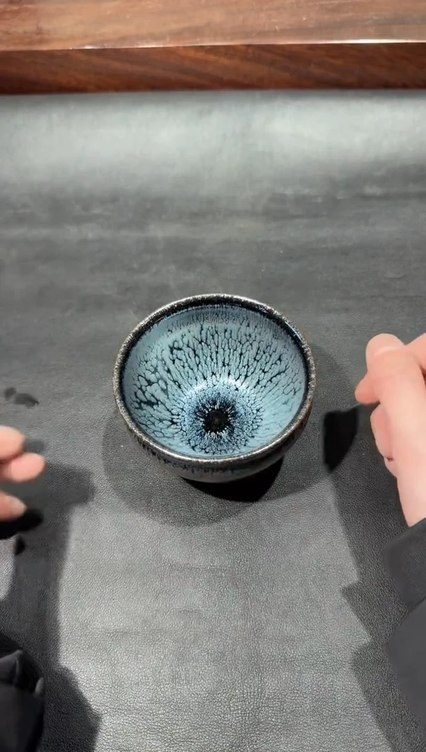 【闪购商品】茶盏建盏故事李英黑底银斑156