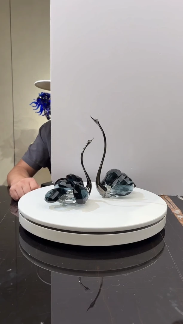 摆件CS0103050墨兰水晶天鹅一对