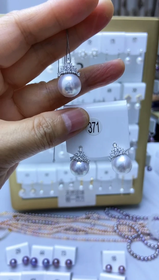 银S925镶嵌耳饰淡水珍珠371套