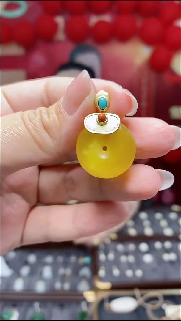 蜜蜡吊坠(不含链)银S925镶嵌G14327