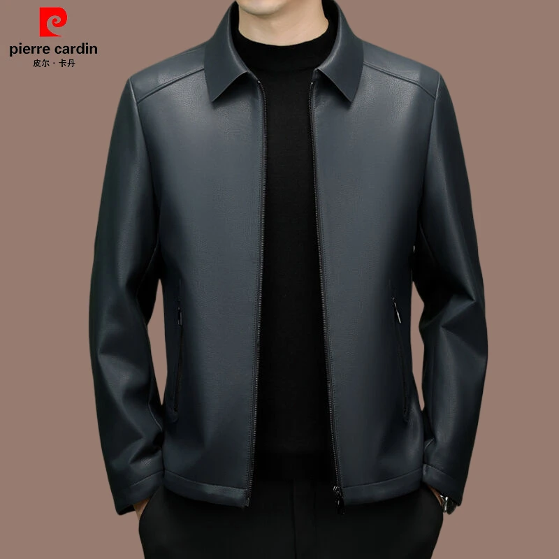 【皮尔卡丹】高档秋冬保暖皮夹克爸爸皮衣商务韩版宽松男装外套高档