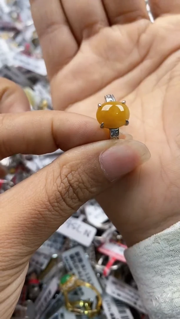 银S925镶嵌戒指翡翠555----9