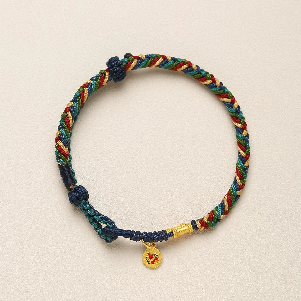 925银布艺手链 越罗春 原创编织手链珐琅葫芦牌手绳#C19A4-26