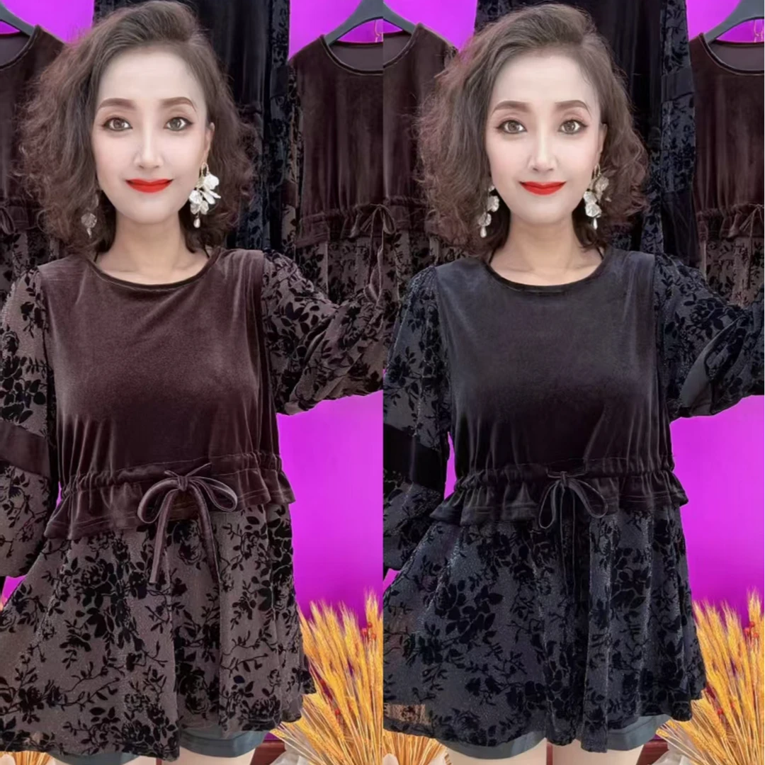 WE时尚女士拼接蕾丝大版衫835两版