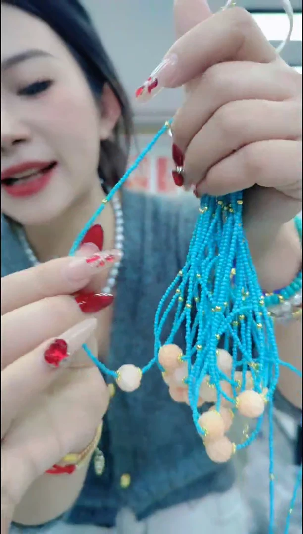 【闪购商品】玛瑙/玉髓颈饰合金2501蓝项链绣球