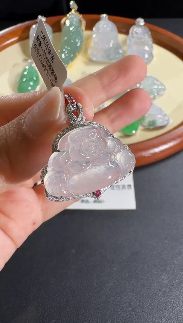 【闪购商品】翡翠吊坠(不含链)18K金镶嵌【源头工厂】钻石镶嵌