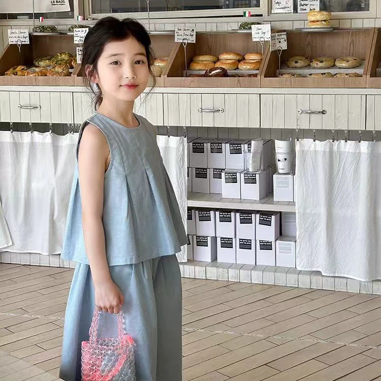 薄款女童套装夏季2025新款夏日海边女孩童装宽松儿童两件套夏装