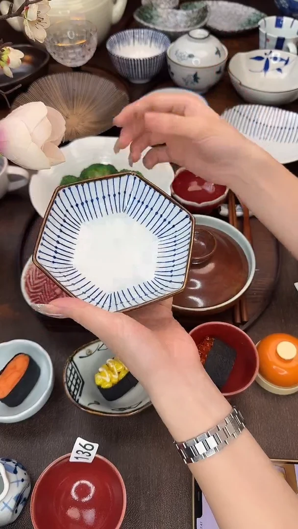 瓷（珠帘）手工六边碟