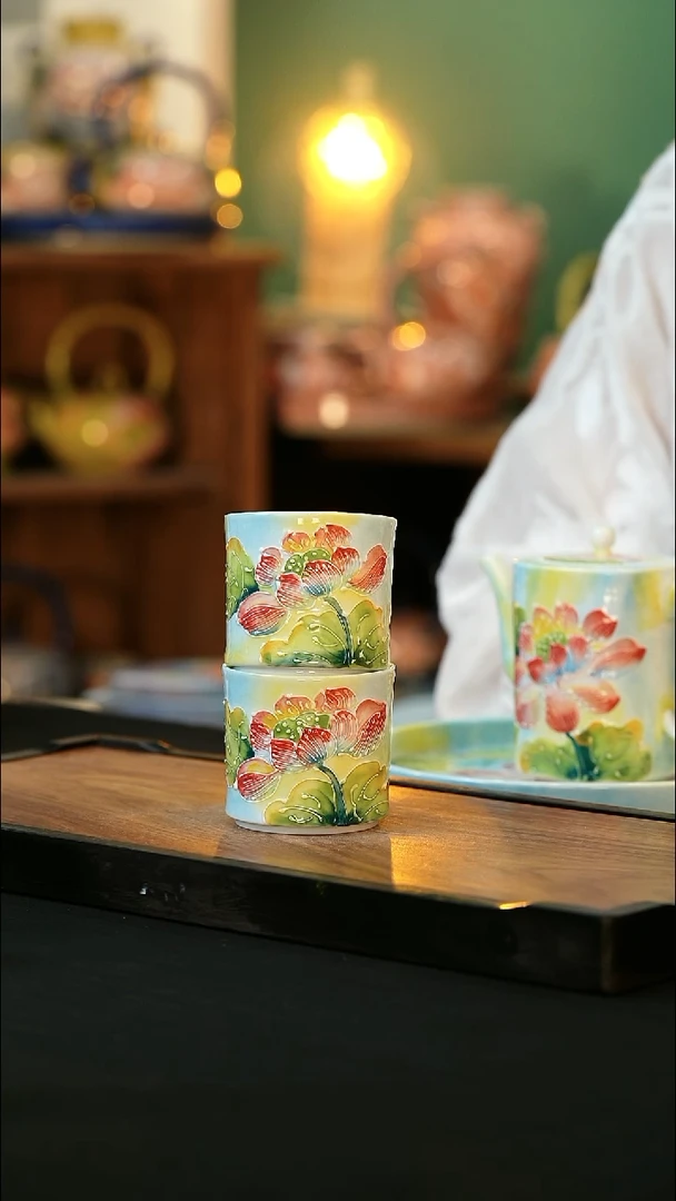 杯茉**琪手绘心瓷陶瓷浮力