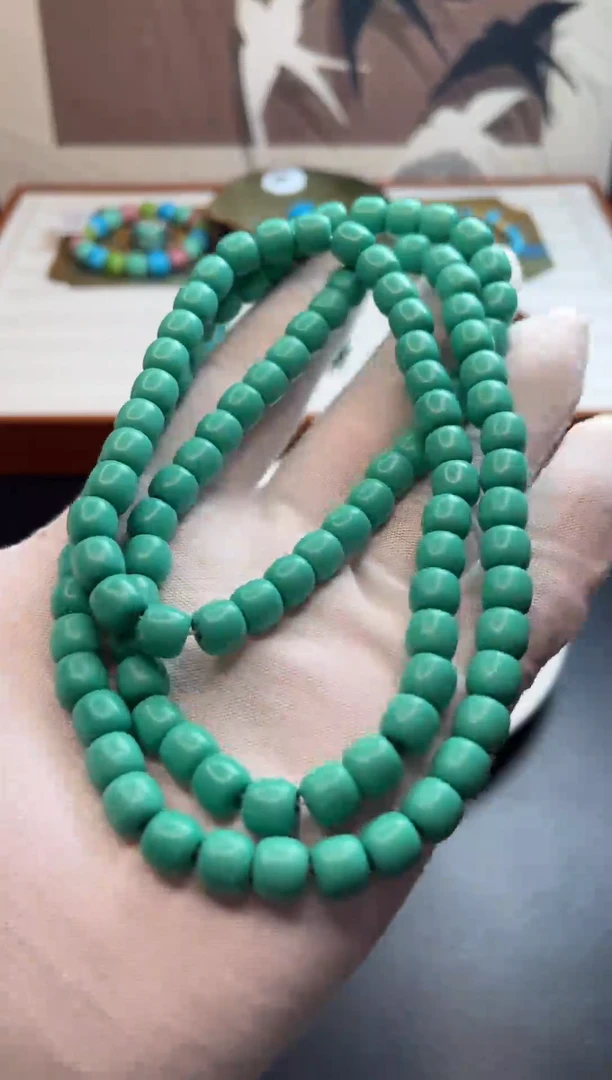 8mm绿色老型项链108颗