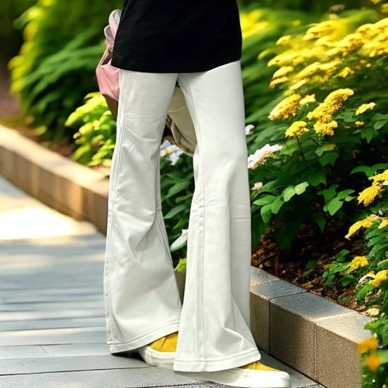 夏季大码阔腿裤梨形大码妈妈臀胯宽腿粗裤子微喇裤女春夏微喇阔腿