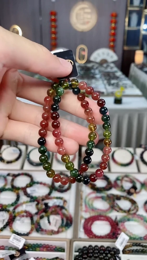 未镶嵌透体老矿碧玺单圈手串6mm+碧玺xion多样性发一条