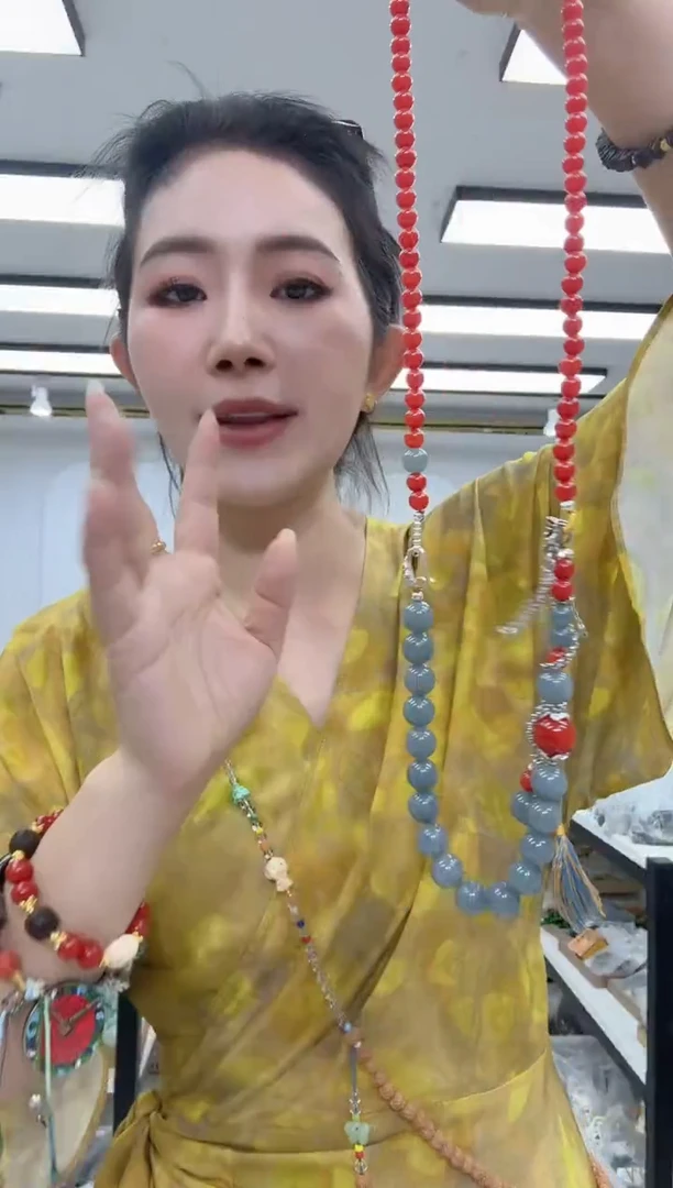 玛瑙/玉髓颈饰合金16121南红蓝水项链