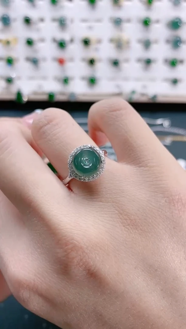 【闪购商品】翡翠戒指银S925镶嵌天然翡翠