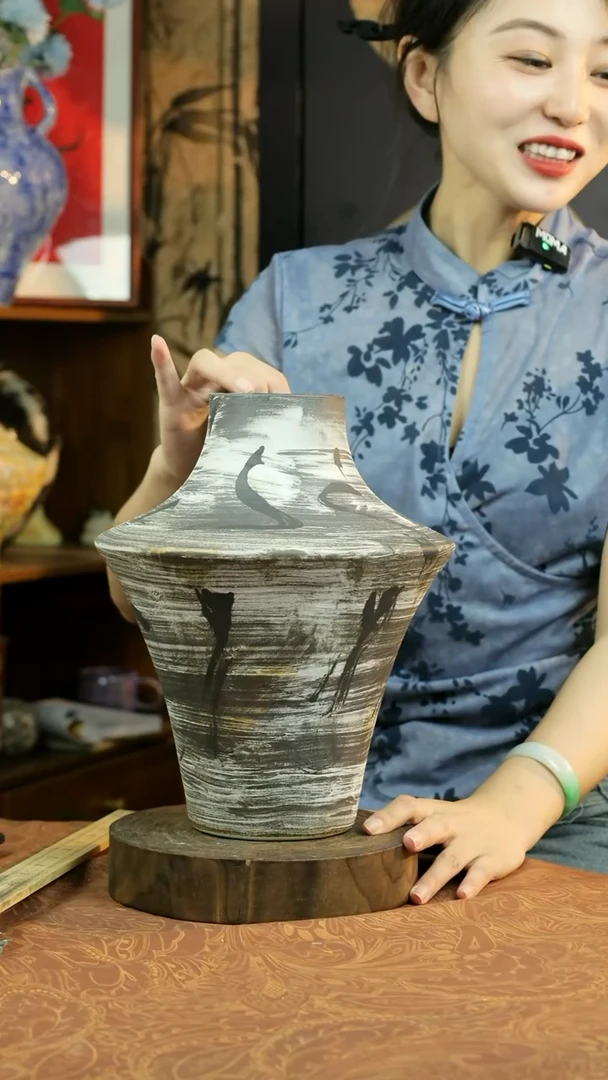 摆件水墨风诧寂系列飞碟款花器