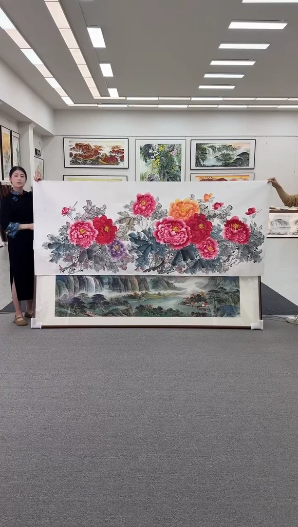 国画手绘280*124花开富贵