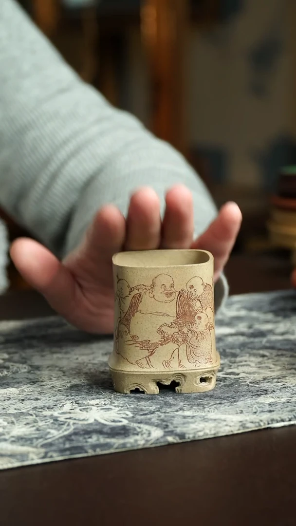 茶杯紫砂35号 新品特惠竹节杯 宜兴紫砂原矿作品