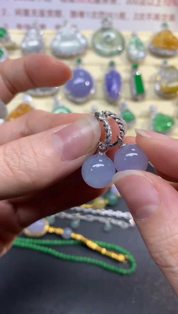 翡翠18K金镶嵌耳饰耳饰|7500+750