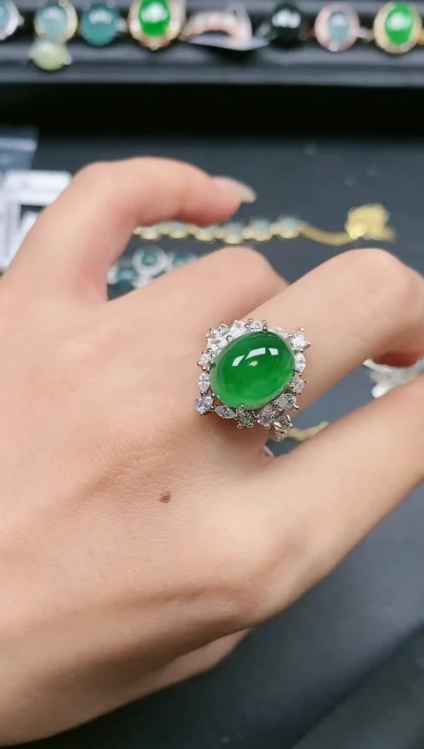 翡翠戒指银S925镶嵌11111