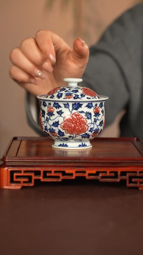 【闪购商品】盖碗永明尚玩景德镇手工手绘陶瓷