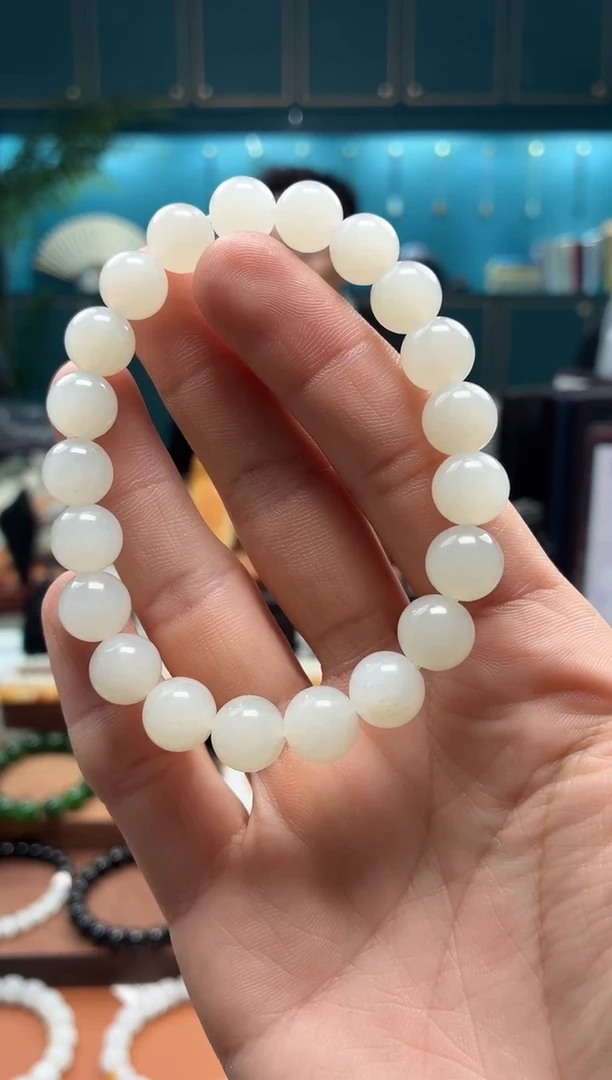 未镶嵌手串和田玉白玉10mm圆