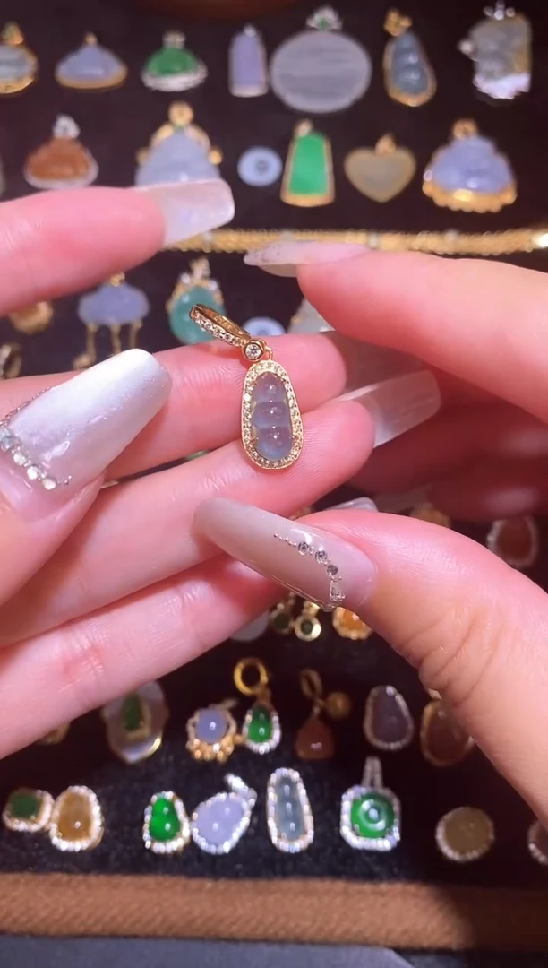 颈饰银S925镶嵌翡翠天然a货翡翠