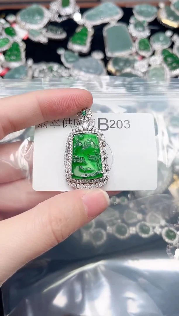 翡翠未镶嵌颈饰赠皮绳203