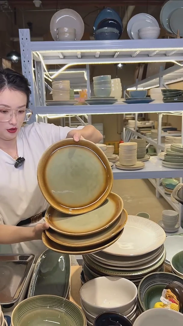 瓷185（八寸盘）外贸尾货高温釉下彩陶瓷餐具默认微瑕