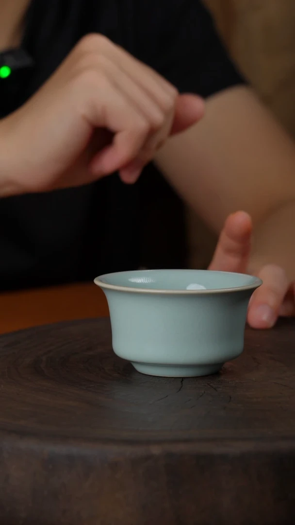 罗*罗汝瓷 天青马蹄杯 两只