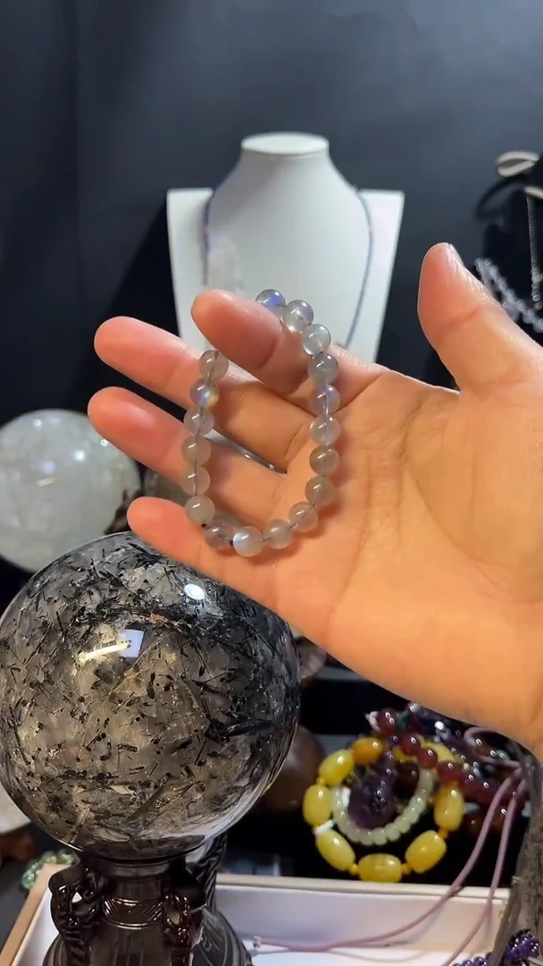 未镶嵌手链长石天然灰月光手链