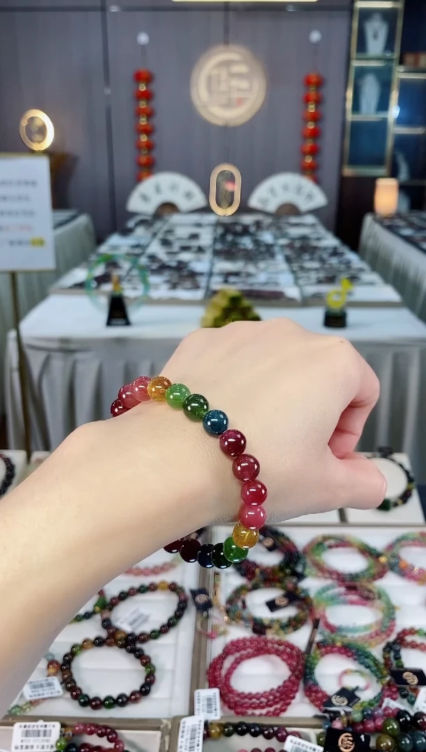 未镶嵌收藏级老矿碧玺单圈手串8mm+碧玺hon多样性发货一条