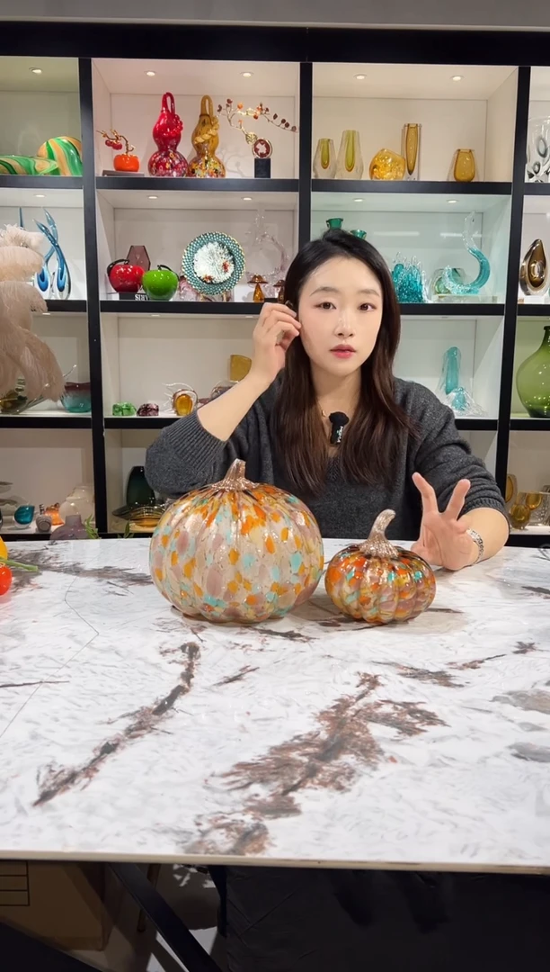 琉璃南瓜摆件一对