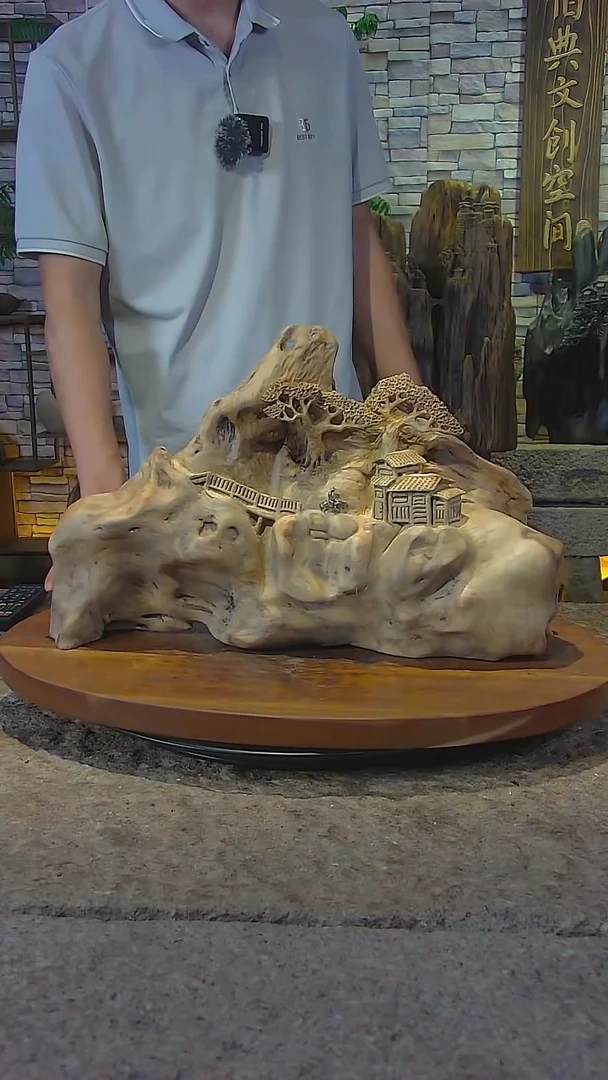 木香樟木山水摆件51*13*31