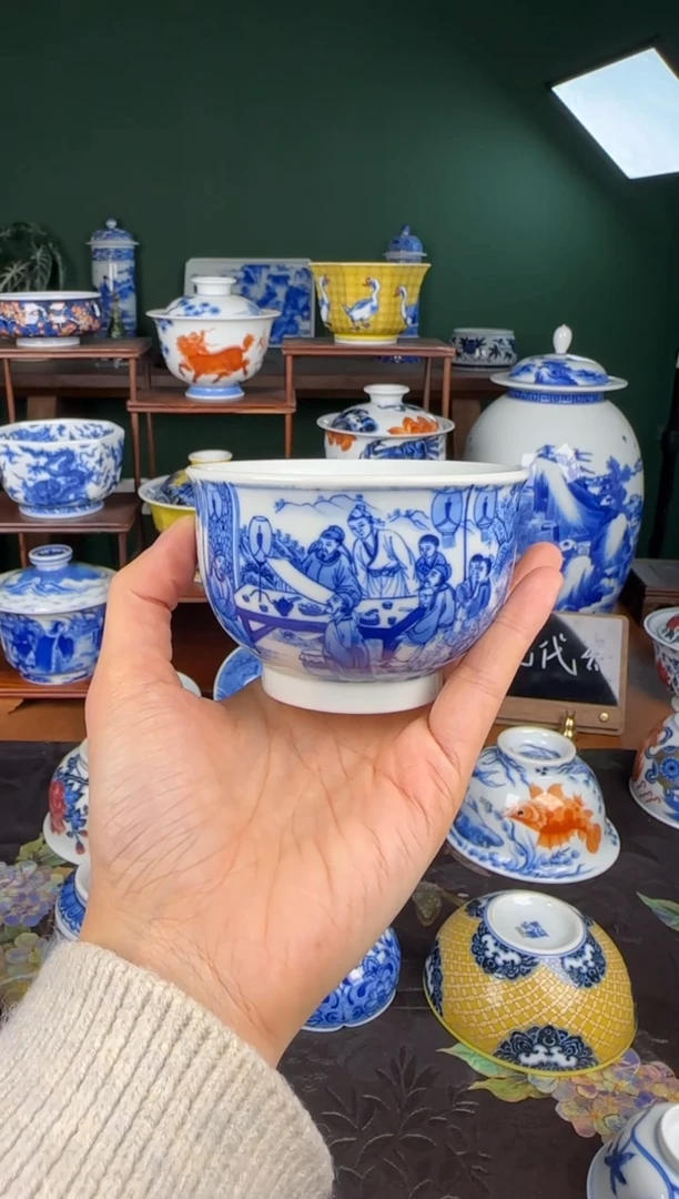 杯c****8福利。 青花人物雅集。 主人杯