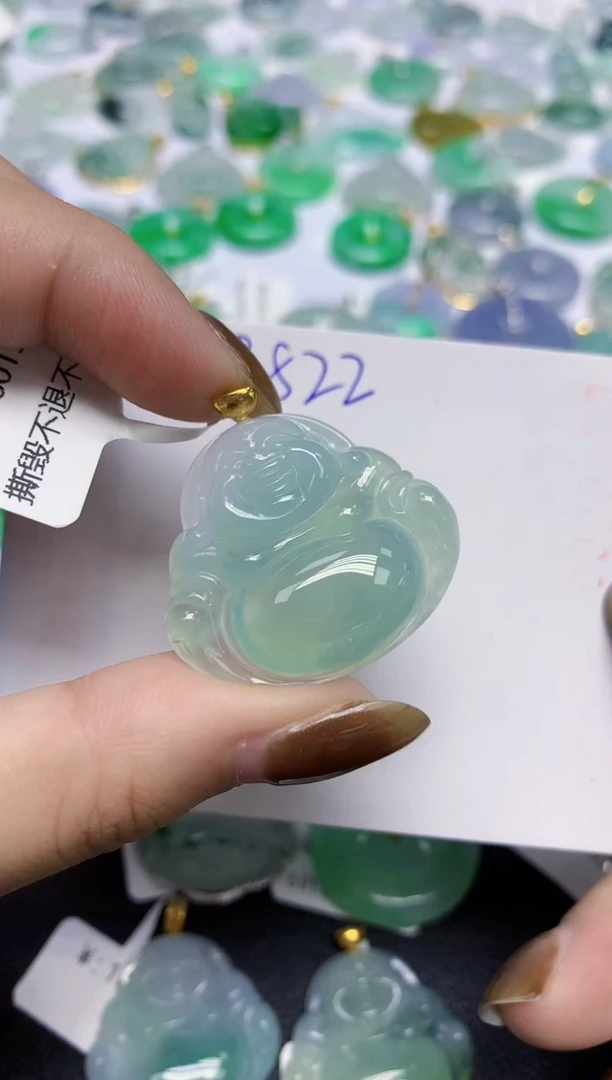 颈饰18K金镶嵌翡翠天然缅甸翡翠A货翡翠百元以上9元证书费自理