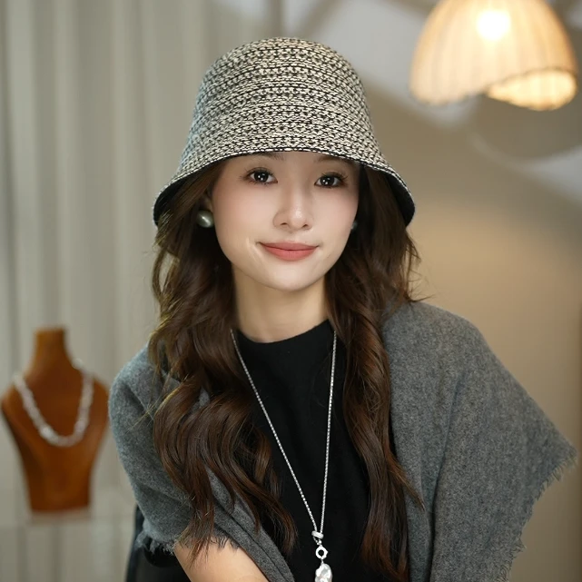 洋气好看的渔夫帽女2025新款日系米色大头围帽太阳帽女遮阳帽