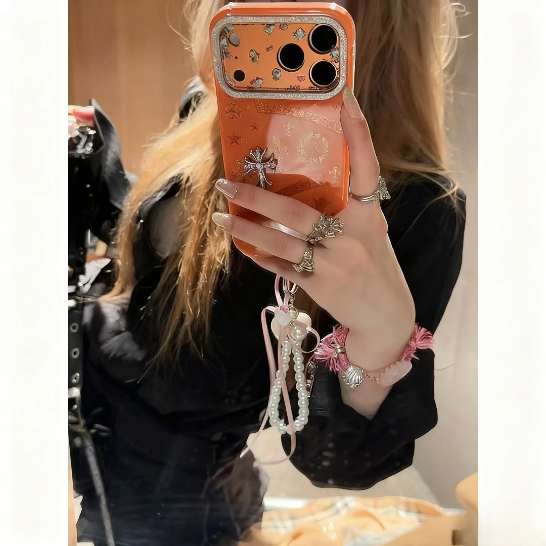 爱马仕橙色克罗心十字架适用iphone17promax手机壳16苹果13/14/15