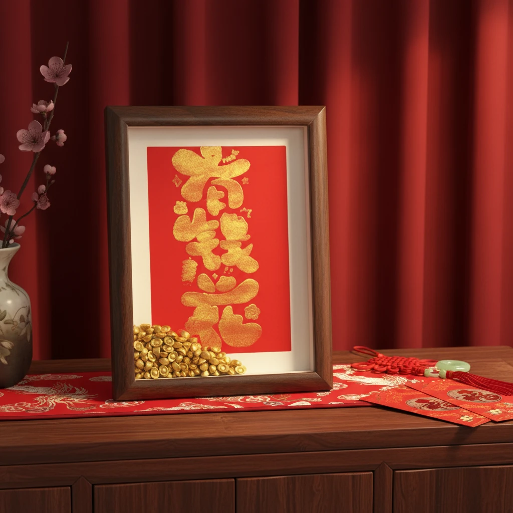 有钱花框中框拓画玄关高档手工画客厅画中国风非遗拓印拓金创意