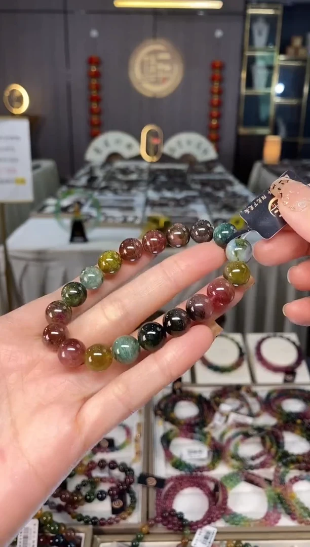 未镶嵌老矿碧玺色标单圈手串10mm+碧玺dan多样性发货一条