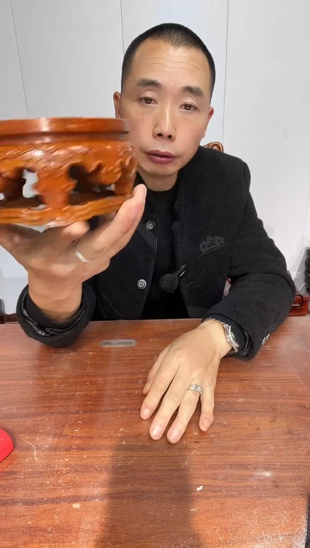 木老花整木雕刻圆形14*16*8