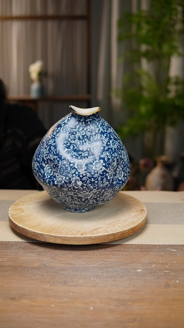 【闪购商品】陶瓷花器青花瓷芙蓉花大肚