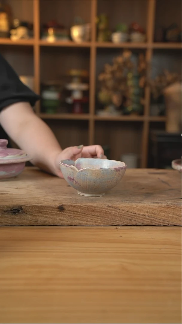 紫色系列的银杏叶小碗