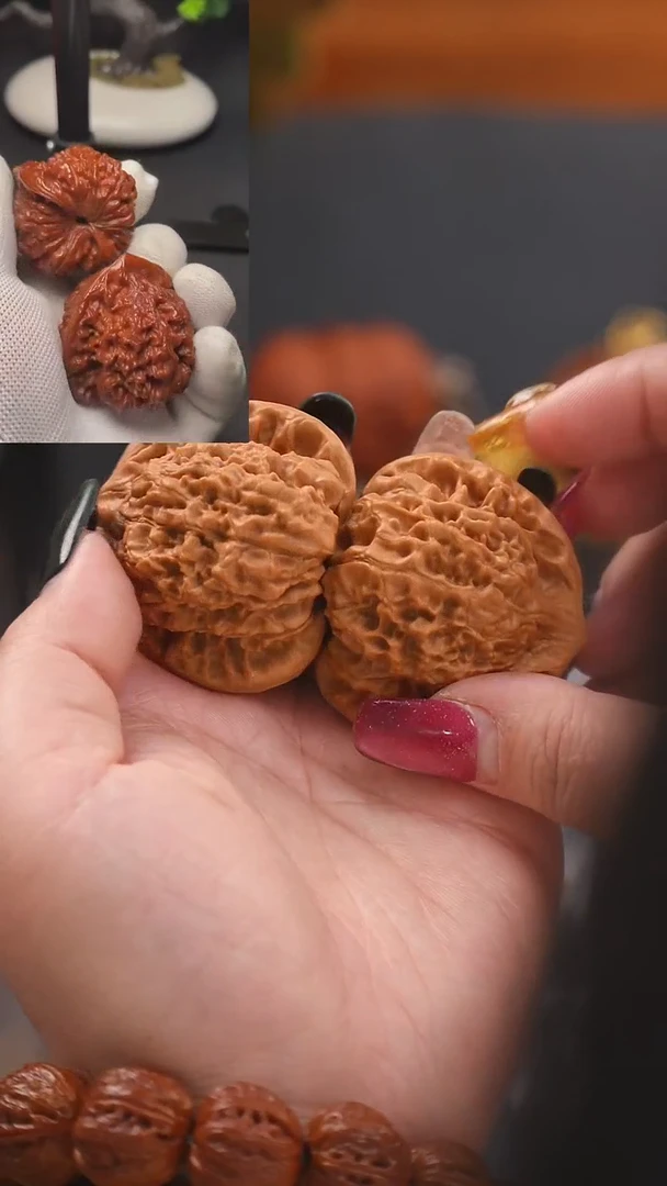 【闪购商品】文玩核桃吊坠46麒麟纹官帽