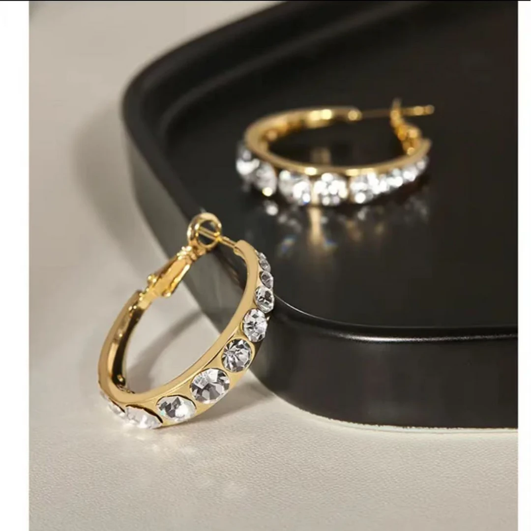 铜合金合成锆石耳饰 007---简约通勤耳圈