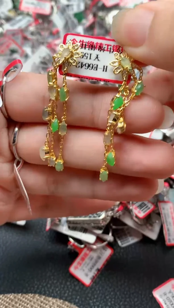 银S925镶嵌戒指翡翠天然A货缅甸翡翠