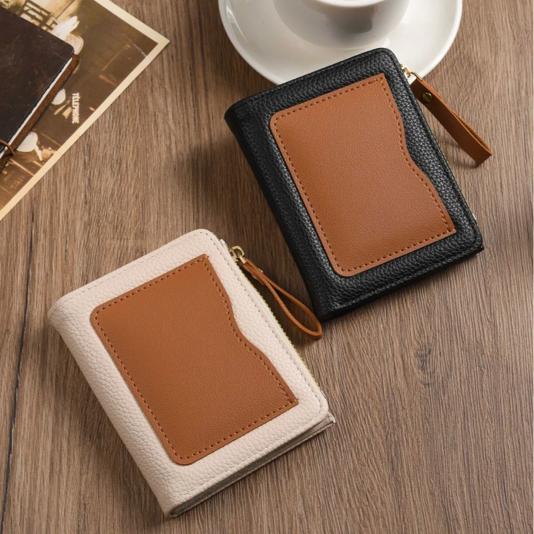 新款ins风小清新拉链零钱包多卡位卡包二合一多功能钱夹证件