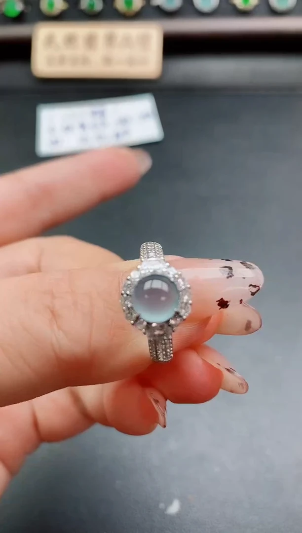 银S925镶嵌戒指翡翠1