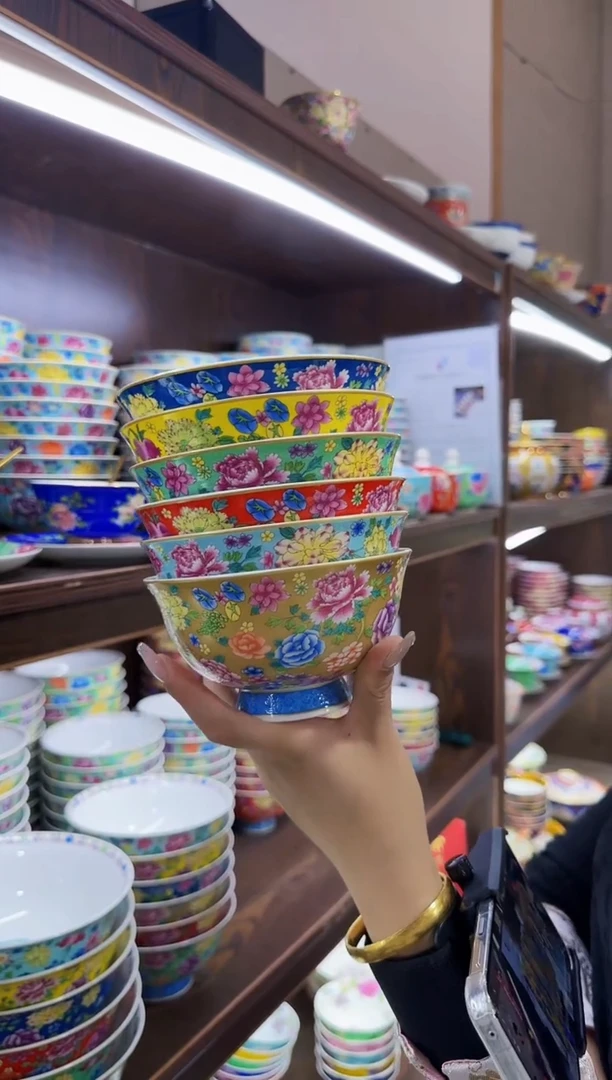 珐琅5英寸饭碗10个景德镇陶瓷