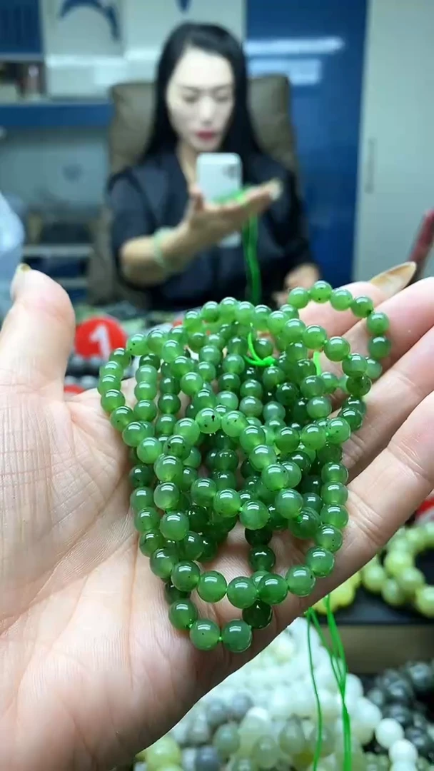 未镶嵌手串和田玉碧玉108颗卡6